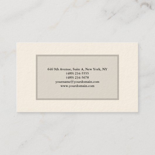 シンプルプレインミニマモダンリストのシグネチャークリーム 名刺 (裏面)