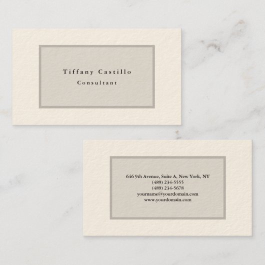 シンプルプレインミニマモダンリストのシグネチャークリーム 名刺 (正面/裏面)