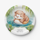 シンプルプレジャーオッター誕生日 ペーパープレート (正面)