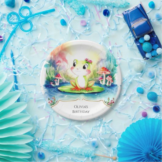 シンプルプレジャーフロッグ誕生日 ペーパープレート (パーティー)