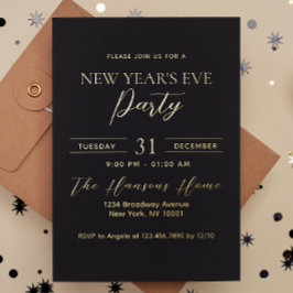 シンプルプレミアム金ゴールドと大晦日のブラックパーティー 箔招待状