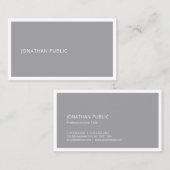 シンプルプレーンエレガントプロフェッショナルグレーホワイトクール 名刺 (正面/裏面)