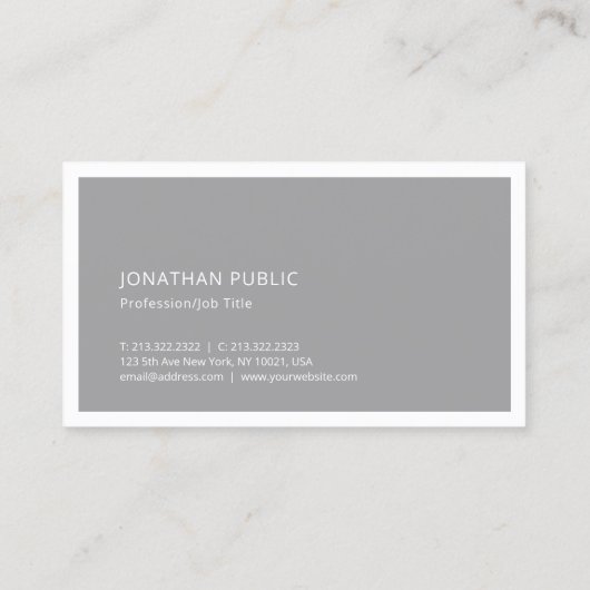 シンプルプレーンエレガントプロフェッショナルグレーホワイトクール 名刺 (裏面)