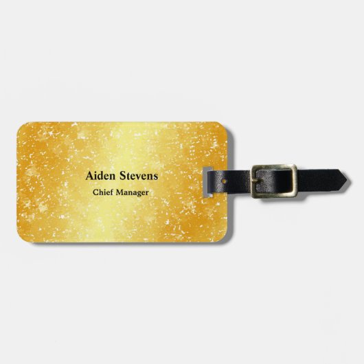 シンプルプレーンクラシカル金ゴールド色 ラゲッジタグ (正面横)