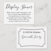 シンプルプレーンブライダルシャワーブラック&ホワイト エンクロージャーカード (正面/裏面)