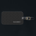 シンプルプレーンブラックグレーモモダンノグラムパターン ラゲッジタグ<br><div class="desc">ミニマリスト、質素、プロフェッショナル、黒いグシンプルレーのモ無地のノグラムパターン(の模様が)ある背景。テキストの白いSans-Serifフォント文字を消去します。</div>