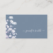 シンプルプレーンミュート青い花スケッチフローラシック 名刺 (正面)