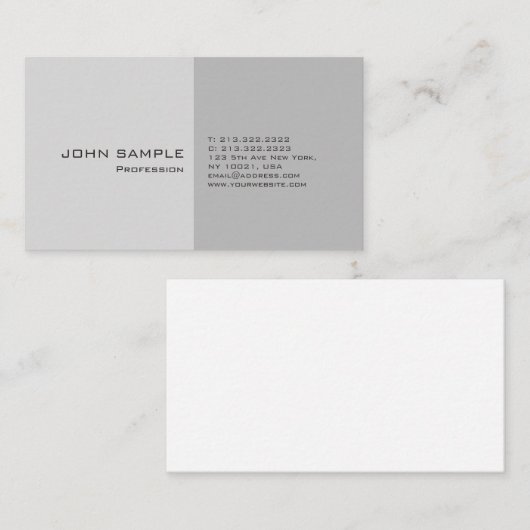 シンプルプレーンモダンプロフェッショナルグエレガントレイ 名刺 (正面/裏面)