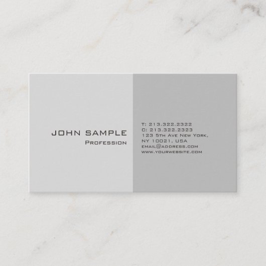 シンプルプレーンモダンプロフェッショナルグエレガントレイ 名刺 (正面)