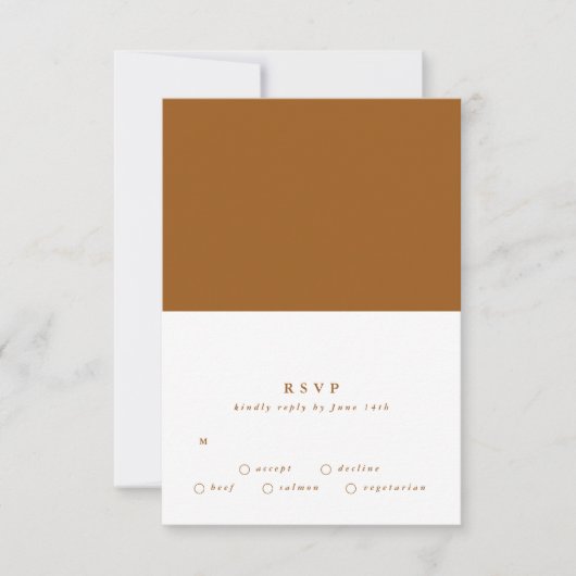 シンプルプレーンモダン文字テラコッタ結婚デザート 出欠カード (正面)