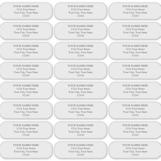 シンプルプレーン丸いコーナー住所 シール (正面)