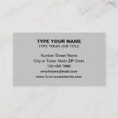 シンプルプレーン文字デザイングレー通話カード コーリングカード (裏面)