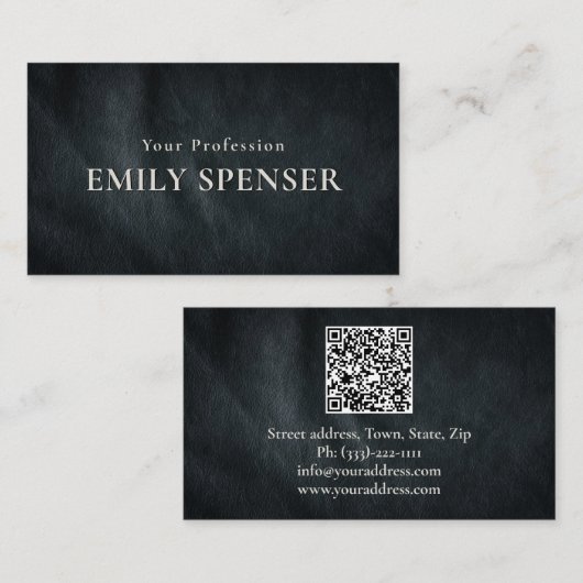 シンプルプレーン濃い灰色のレザーパターンパーソナル 名刺 (正面/裏面)