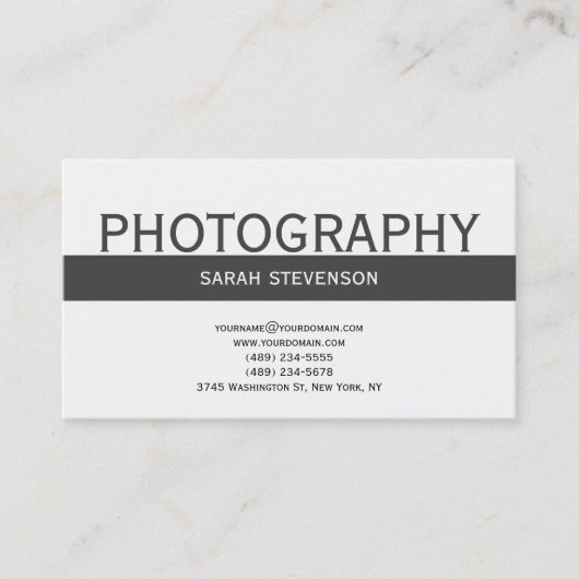 シンプルプレーン灰色ホワイトフォトグラファー名刺 名刺 (正面)