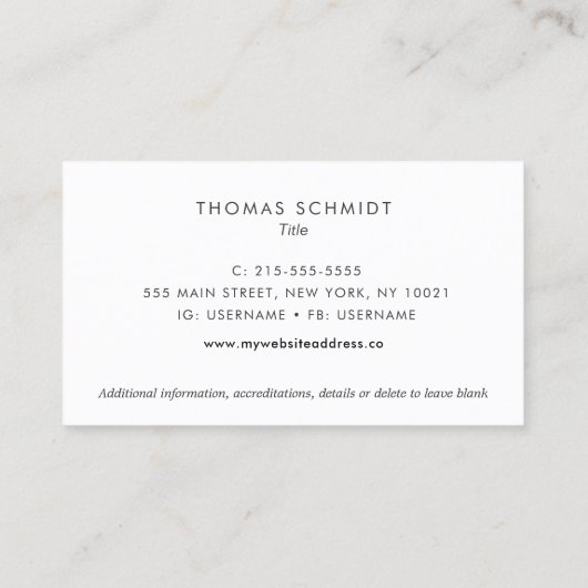 シンプルプロフェッショナルエレガントクリーム名刺 名刺 (裏面)