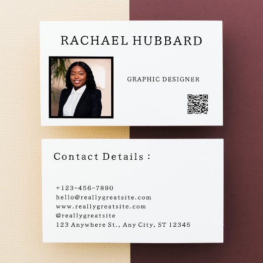シンプルプロフェッショナルカスタム写真、Qrコード 名刺