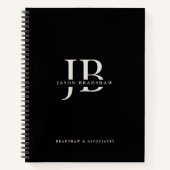 シンプルプロフェッショナルクラシックモノグラムと名前 ノートブック (正面)