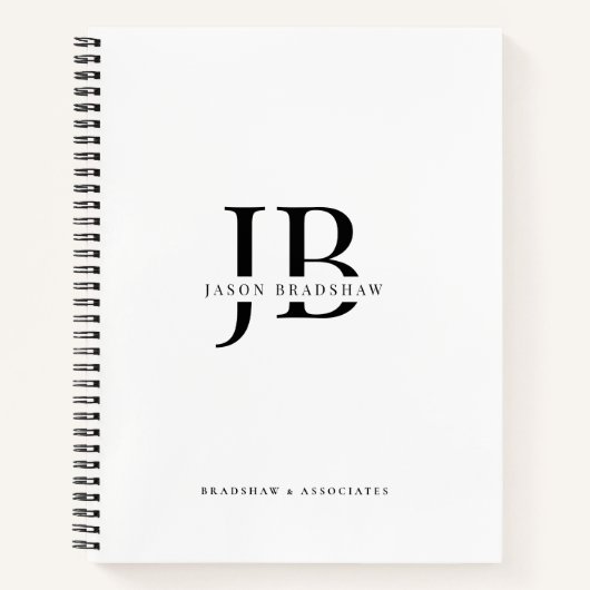 シンプルプロフェッショナルクラシックモノグラムと名前 ノートブック (正面)