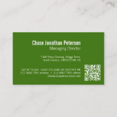 シンプルプロフェッショナルグリーンQRコード 名刺 (裏面)