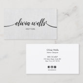 シンプルプロフェッショナルグレー手書きスクリプト 名刺 (正面/裏面)