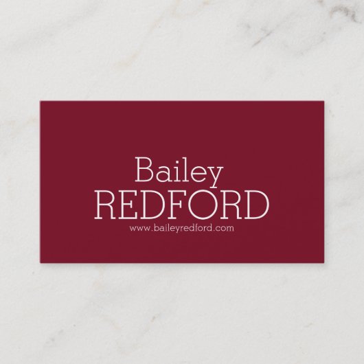 シンプルプロフェッショナルダークレッド白の名刺 名刺 (正面)