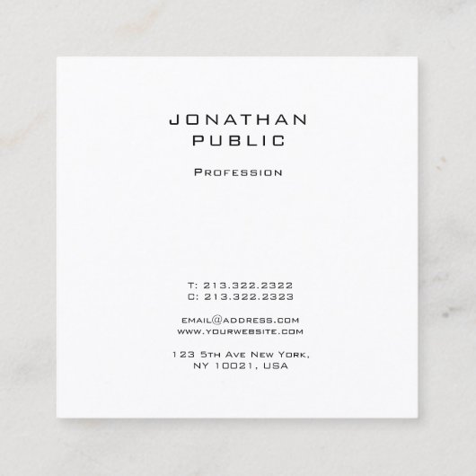 シンプルプロフェッショナルデザイン洗練テンプレート スクエア名刺 (裏面)