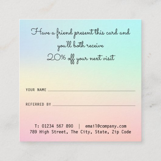 シンプルプロフェッショナルパステルモダンシェード 紹介カード (裏面)