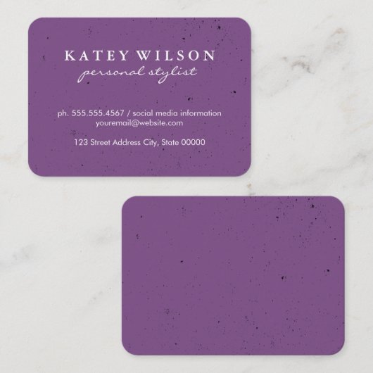 シンプルプロフェッショナルパープルグランジ金ゴールド縁ど付き 名刺 (正面/裏面)