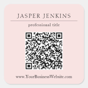 シンプルプロフェッショナルピンクQRコードモダン事業 スクエアシール