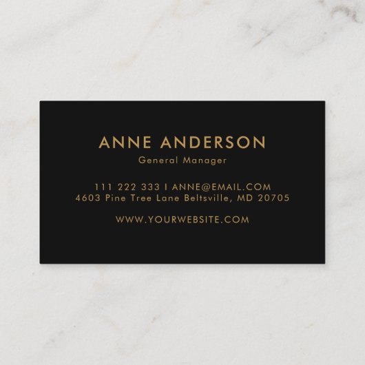 シンプルプロフェッショナルブミニマルラックおよび金ゴールド 名刺 (裏面)