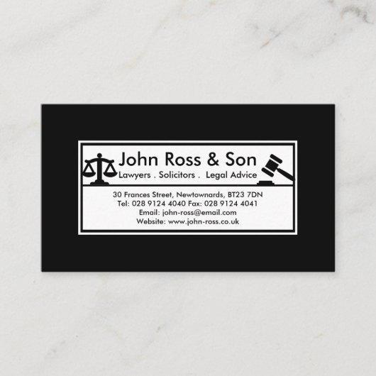 シンプルプロフェッショナルブラック&ホワイトテンプレート アドバイスカード (正面)