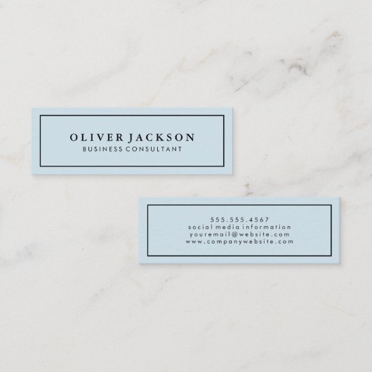 シンプルプロフェッショナルブルーホワイトミニマ縁どリスト スキニー名刺 (正面/裏面)