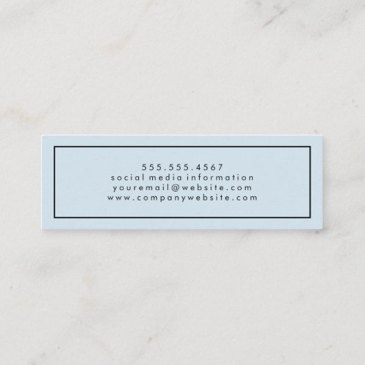 シンプルプロフェッショナルブルーホワイトミニマ縁どリスト スキニー名刺 (裏面)