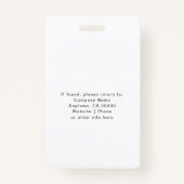 シンプルプロフェッショナルホワイト社員オフィスの写真ID バッジ (裏面)