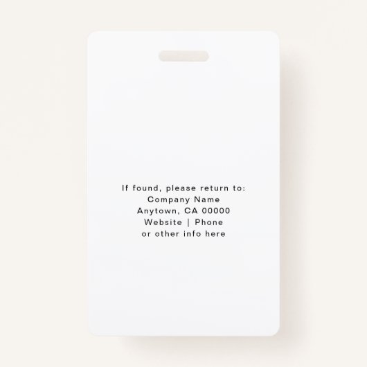 シンプルプロフェッショナルホワイト社員オフィスの写真ID バッジ (裏面)