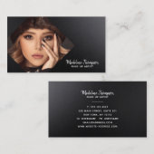 シンプルプロフェッショナルモダンメタルブラックフォト 名刺 (正面/裏面)
