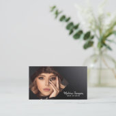 シンプルプロフェッショナルモダンメタルブラックフォト 名刺 (スタンド正面)