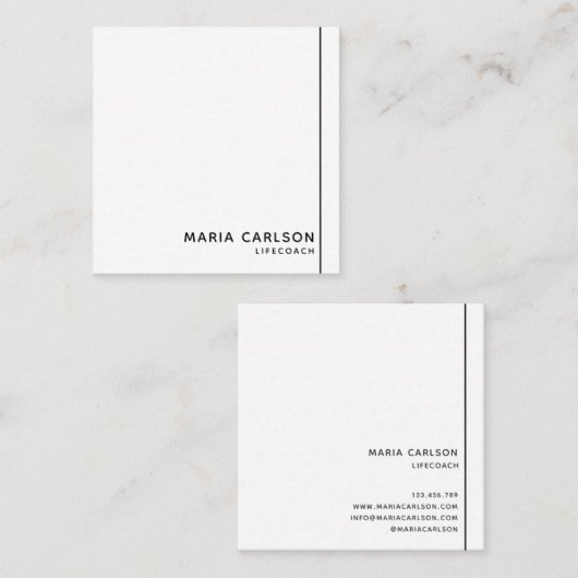 シンプルプロフェッショナルモダン白黒 スクエア名刺 (正面/裏面)