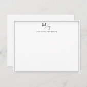 シンプルプロフェッショナルモノグラム灰色縁ど ノートカード (正面/裏面)