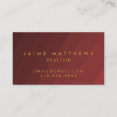 シンプルプロフェッショナルレッド·バーゴンディと金ゴールド 名刺 (裏面)