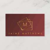 シンプルプロフェッショナルレッド·バーゴンディと金ゴールド 名刺 (正面)