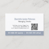 シンプルプロフェッショナルロゴシルバーグレー白QRコード 名刺 (裏面)