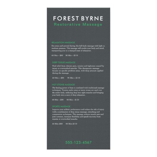 シンプルプロフェッショナル価格表メニュー ラックカード (正面)