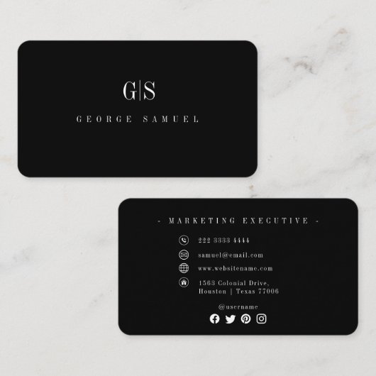 シンプルプロフェッショナル名エレガントジョブのタイトル 名刺 (正面/裏面)