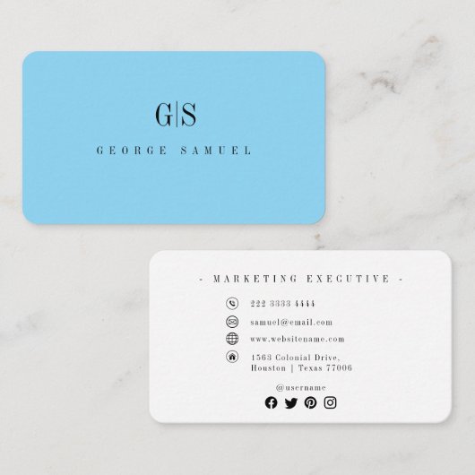 シンプルプロフェッショナル名エレガントジョブのタイトル 名刺 (正面/裏面)