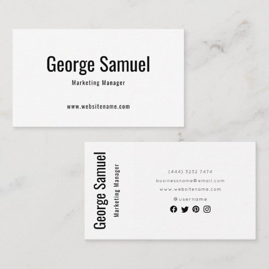 シンプルプロフェッショナル名エレガントジョブのタイトル 名刺 (正面/裏面)