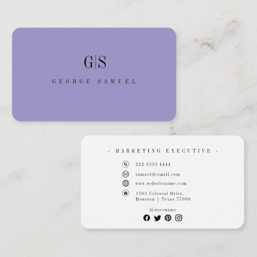 シンプルプロフェッショナル名エレガントジョブのタイトル 名刺 (正面/裏面)