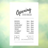 シンプルプロフェッショナル営業時間ブラックロゴ付き ウィンドウサイン (シート3)