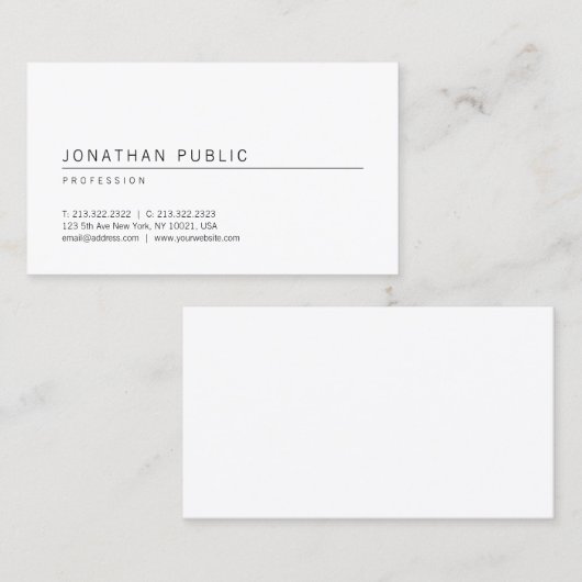 シンプルプロフェッショナル白エレガントテンプレートモダン 名刺 (正面/裏面)