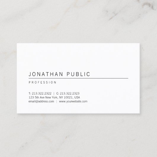 シンプルプロフェッショナル白エレガントテンプレートモダン 名刺 (正面)